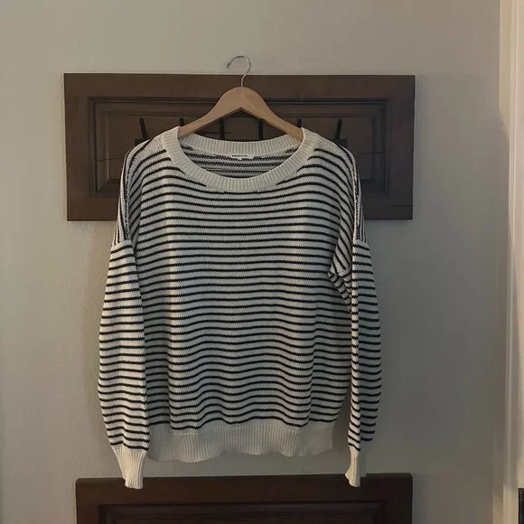 Emerson Fry, Carolyn Sweater - Navy Stripe Organic Cotton, Women's Size Small - Picture 4 of 7